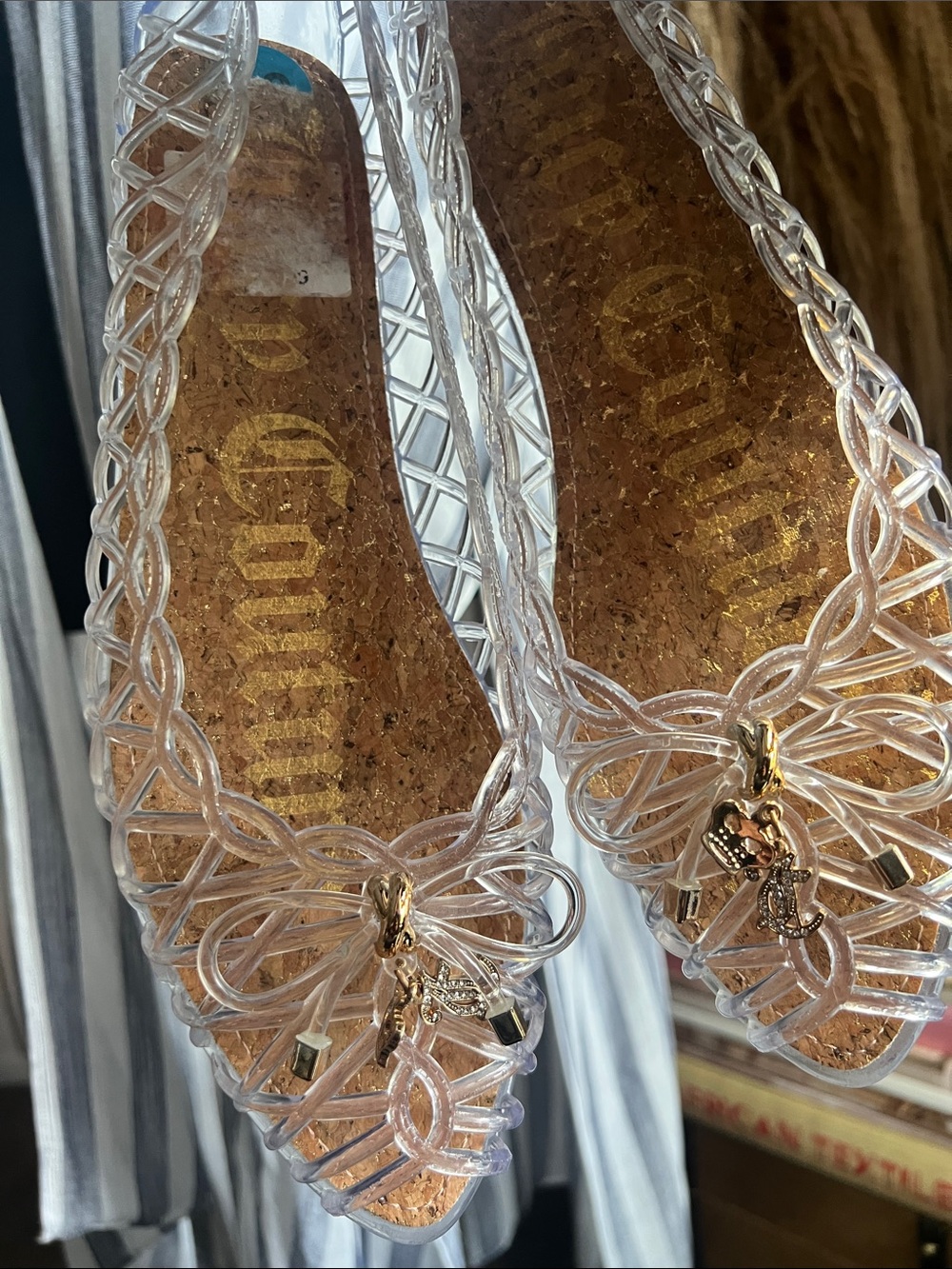 Juicy Couture Clear Jelly Ballet Flats with Gold Charm